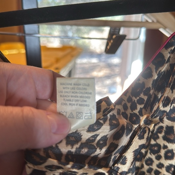 Intimo Cheetah Print w/ Hot Pink Piping and Bow Chemise Size Large - Picture 7 of 8